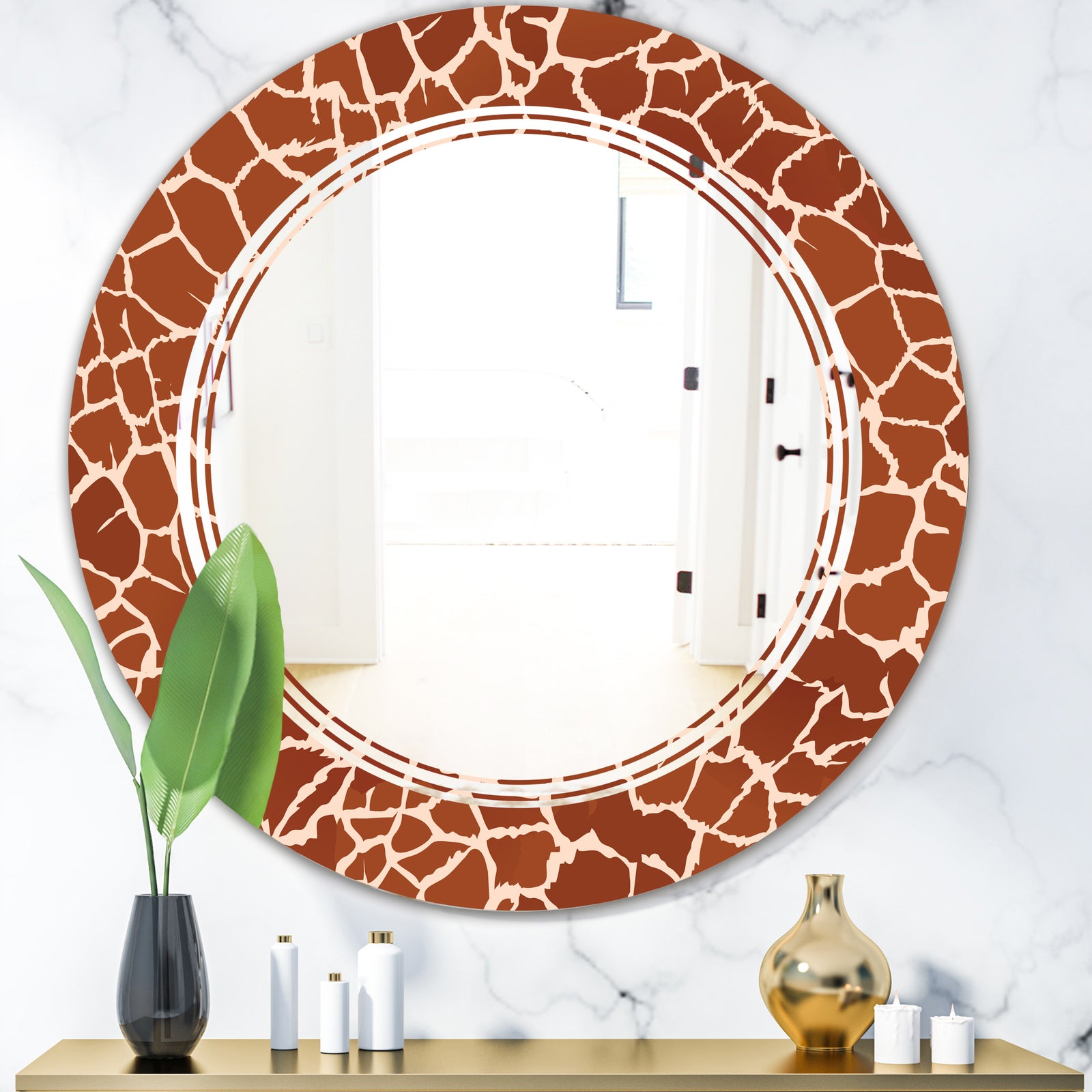 Leopard Fur Safari I - Modern Round or Oval Wall Mirror - Triple C