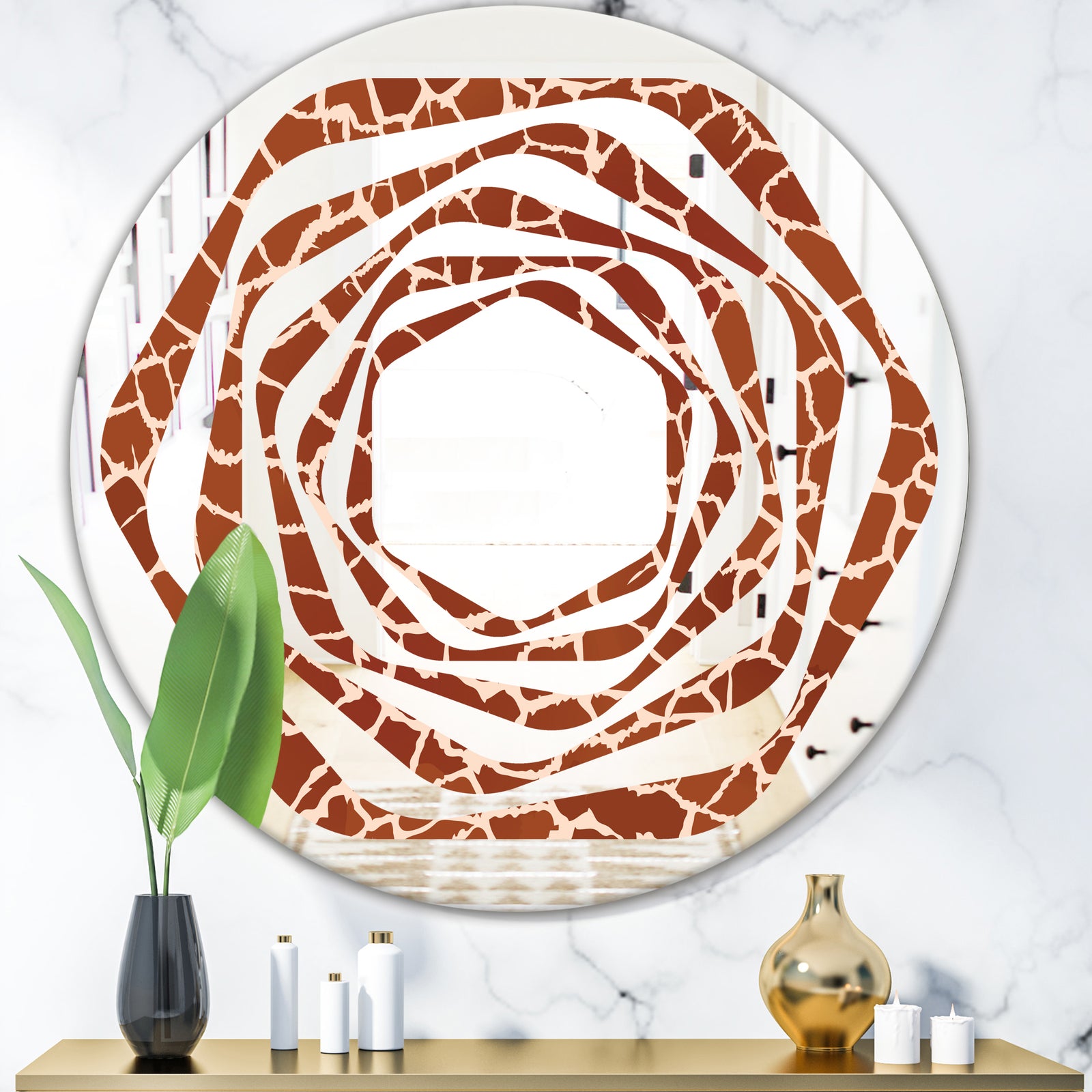 Leopard Fur Safari I - Modern Round or Oval Wall Mirror - Whirl