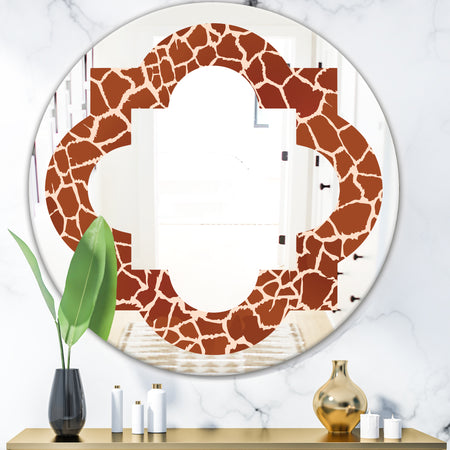 Leopard Fur Safari I - Modern Round or Oval Wall Mirror - Quatrefoil