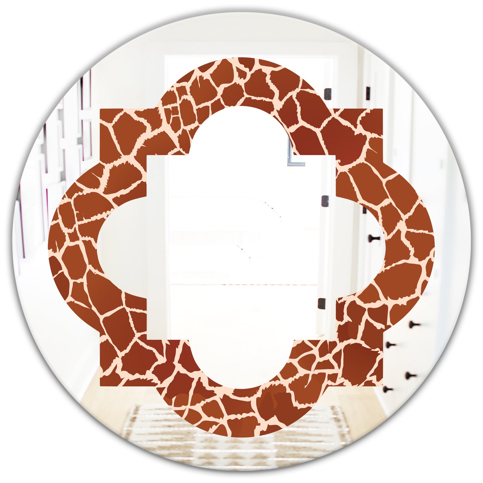 Leopard Fur Safari I - Modern Round or Oval Wall Mirror - Quatrefoil