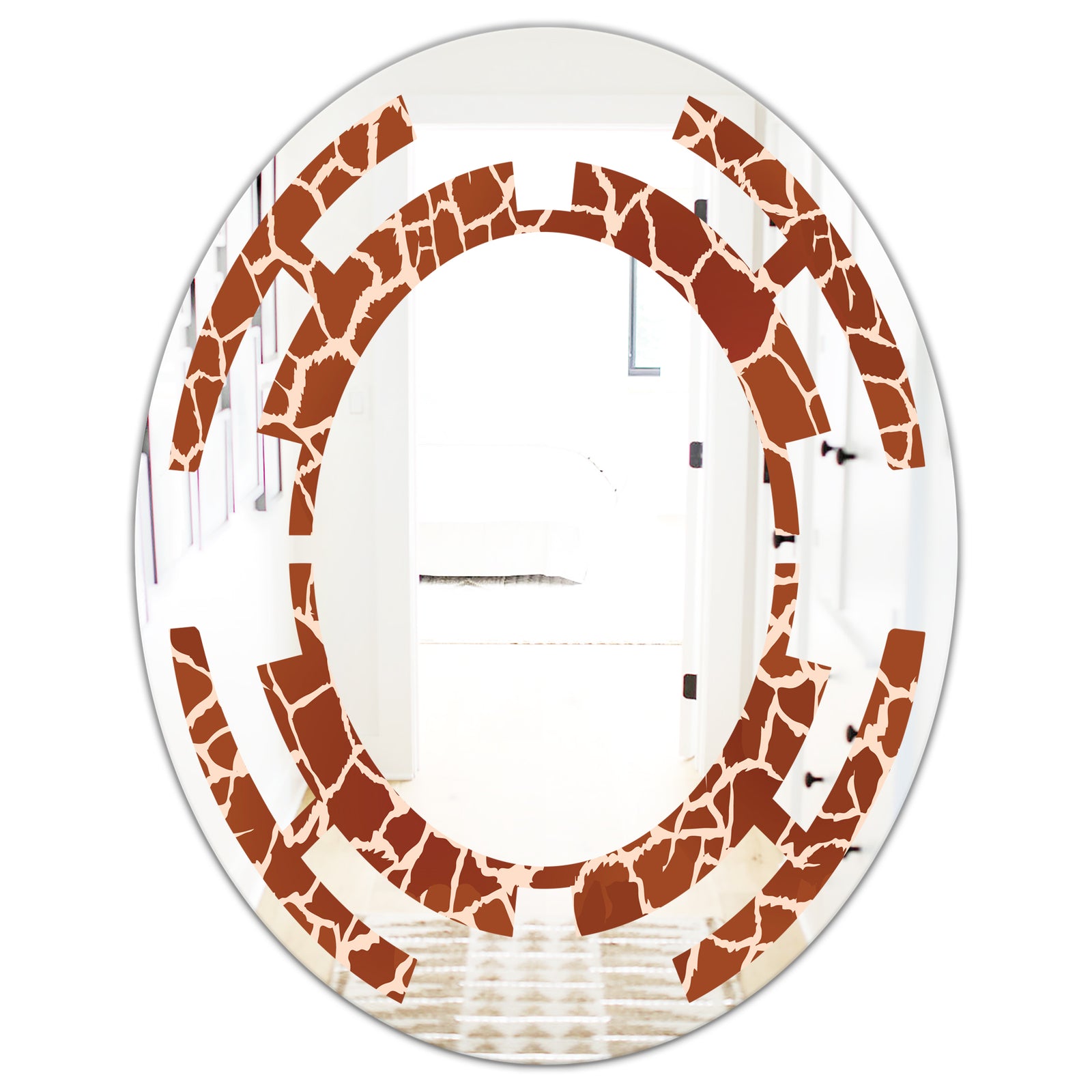 Leopard Fur Safari I - Modern Round or Oval Wall Mirror - Space