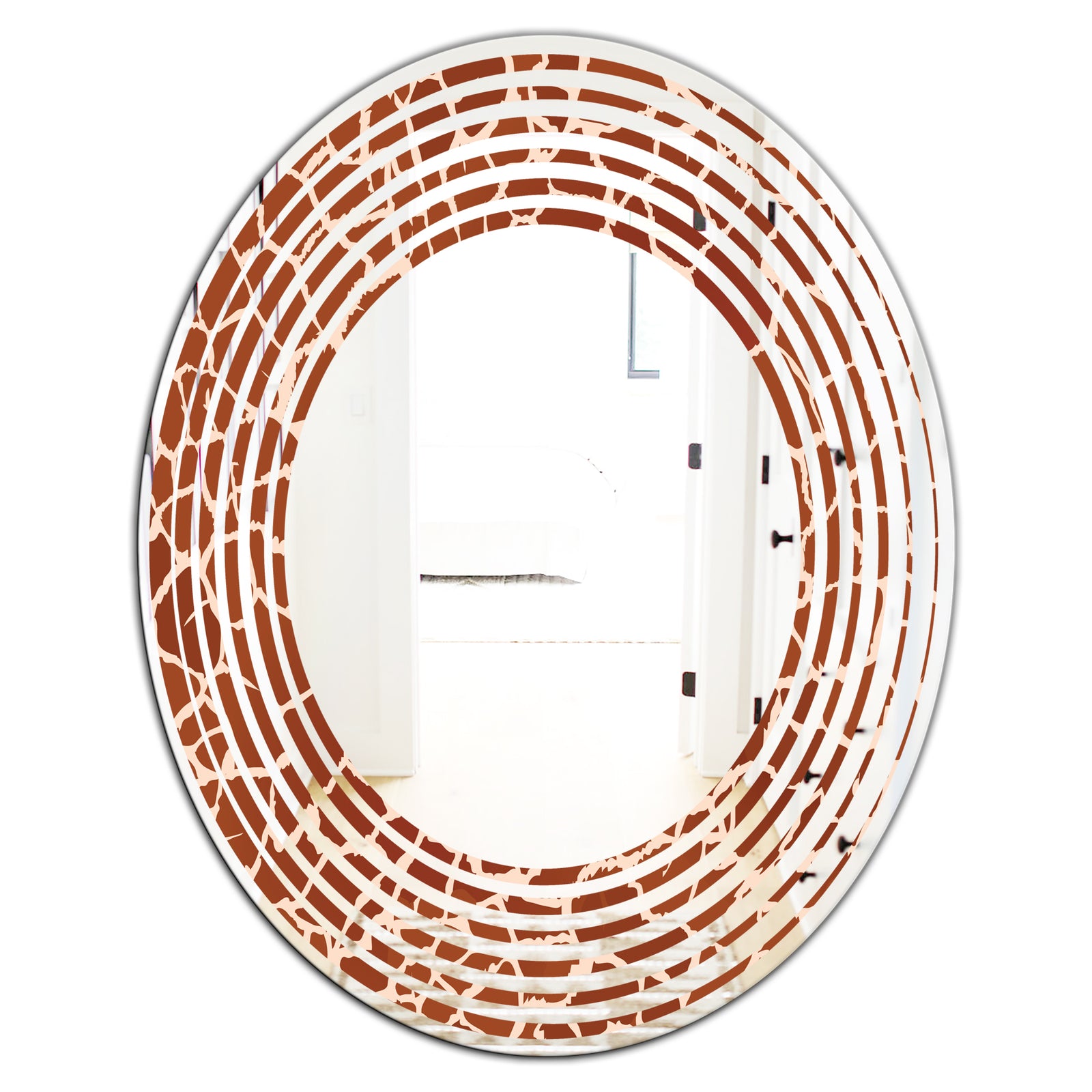 Leopard Fur Safari I - Modern Round or Oval Wall Mirror - Wave
