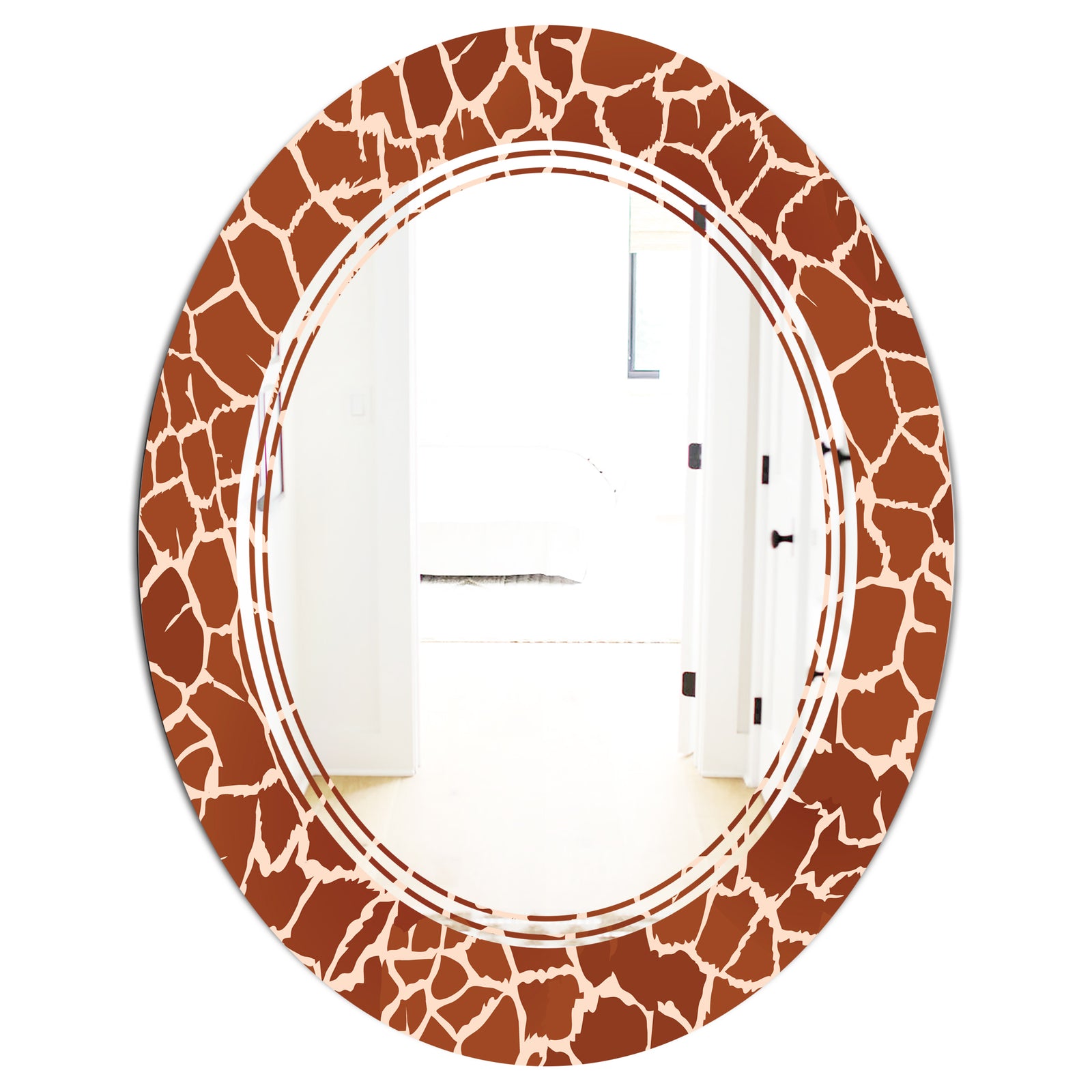 Leopard Fur Safari I - Modern Round or Oval Wall Mirror - Triple C