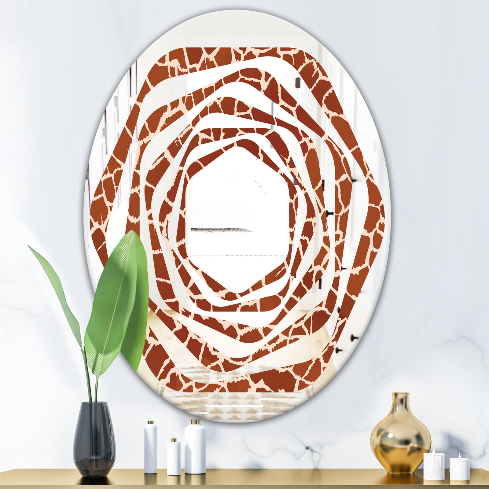 Leopard Fur Safari I - Modern Round or Oval Wall Mirror - Whirl