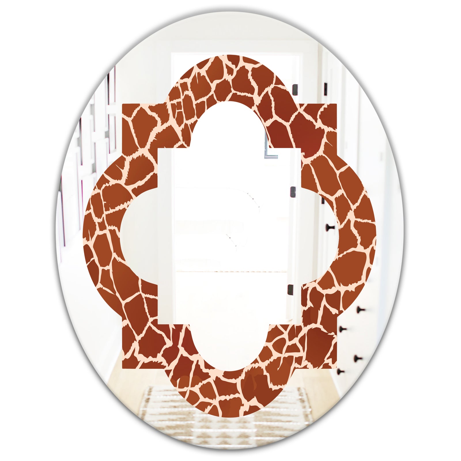 Leopard Fur Safari I - Modern Round or Oval Wall Mirror - Quatrefoil