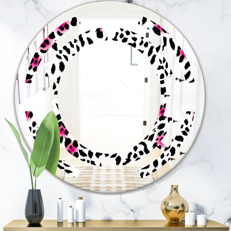Glam Leopard Pattern - Modern Round or Oval Wall Mirror - Space