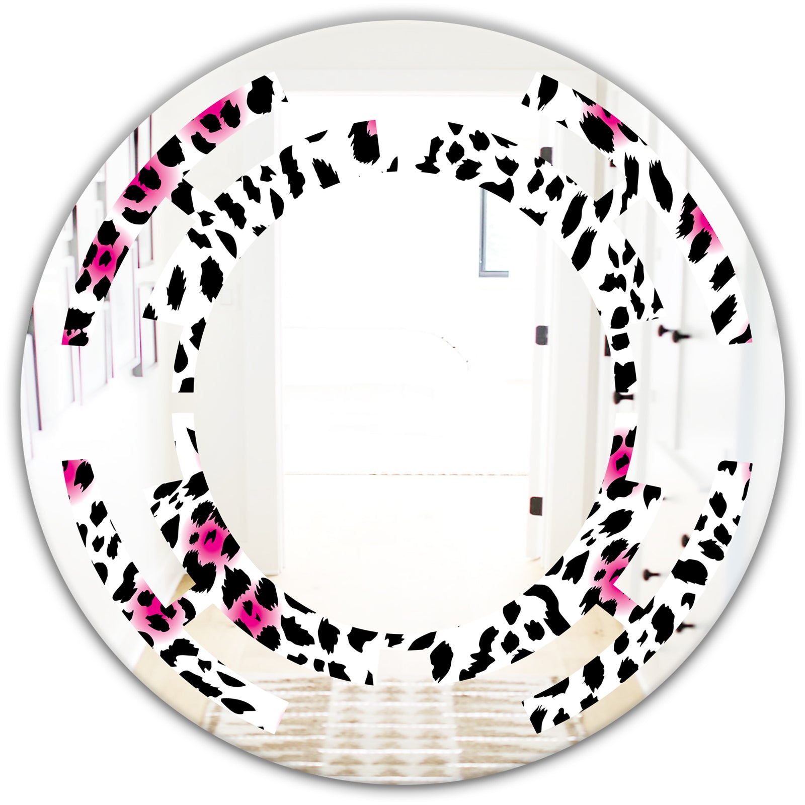 Glam Leopard Pattern - Modern Round or Oval Wall Mirror - Space
