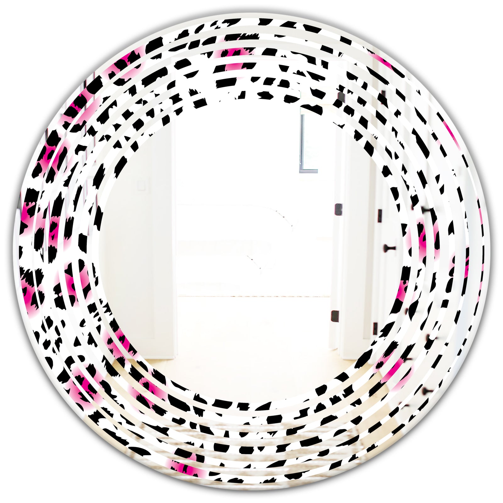 Glam Leopard Pattern - Modern Round or Oval Wall Mirror - Wave