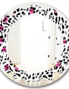 Glam Leopard Pattern - Modern Round or Oval Wall Mirror - Leaves