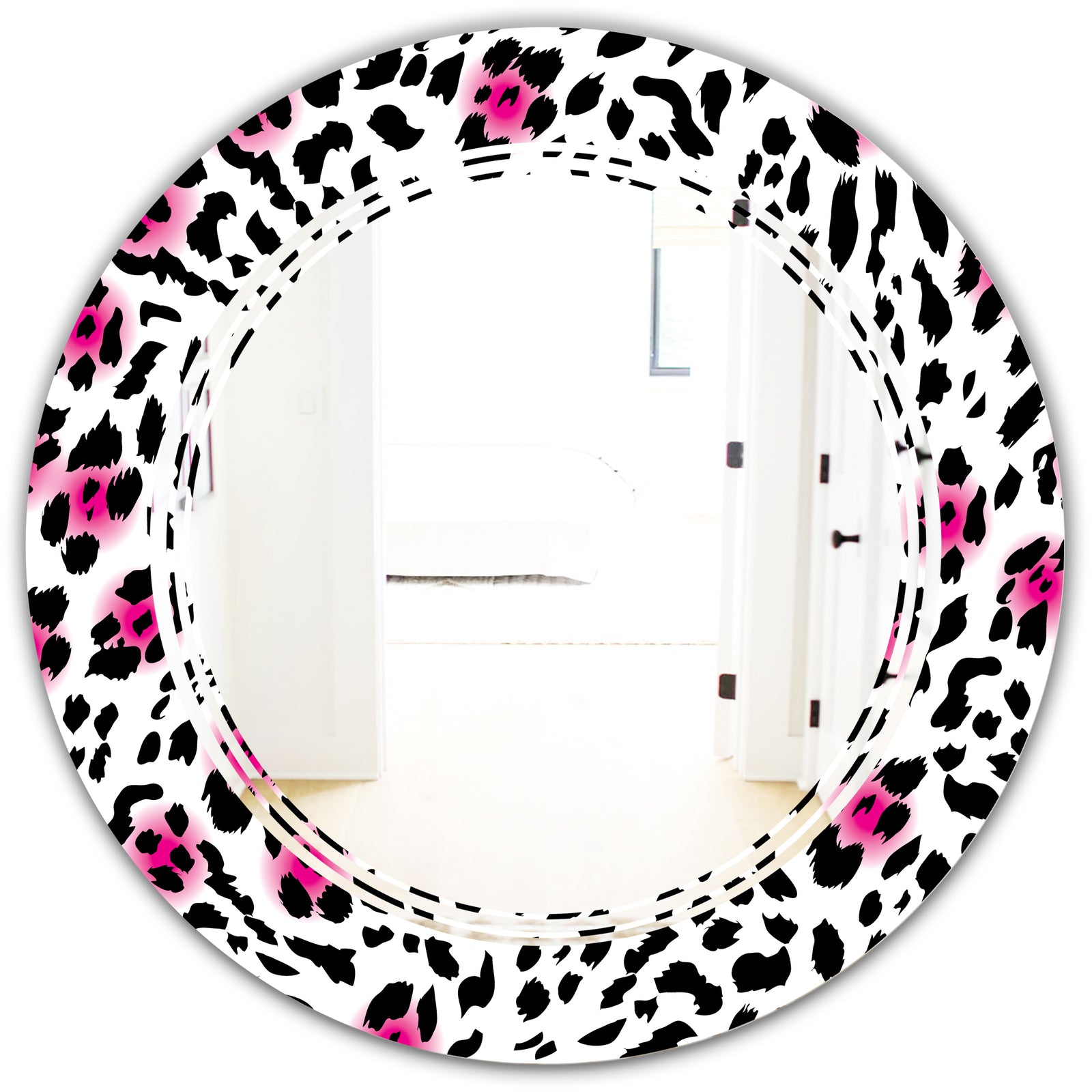 Glam Leopard Pattern - Modern Round or Oval Wall Mirror - Triple C