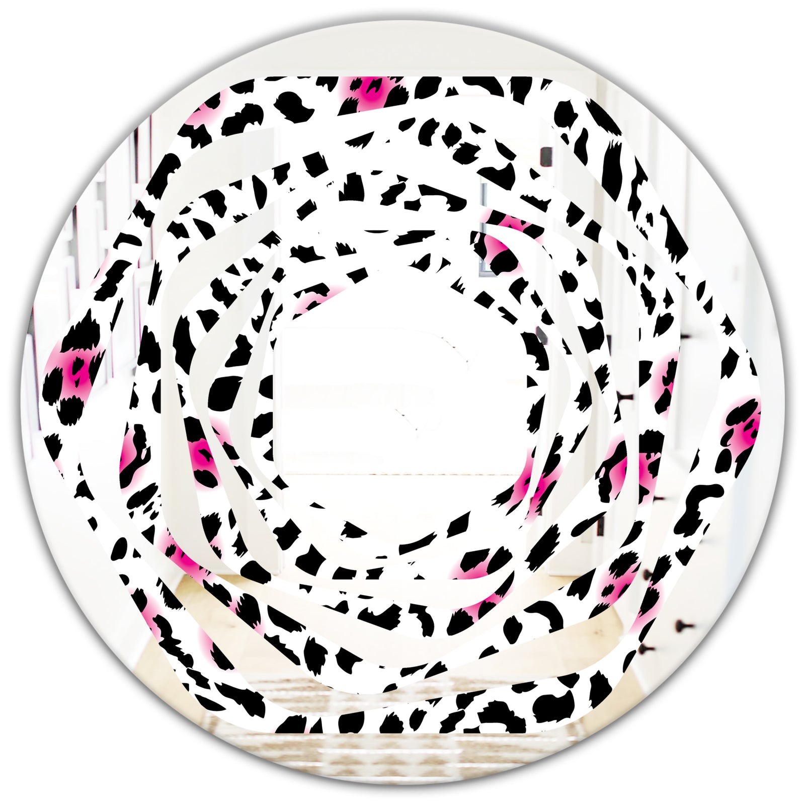 Glam Leopard Pattern - Modern Round or Oval Wall Mirror - Whirl