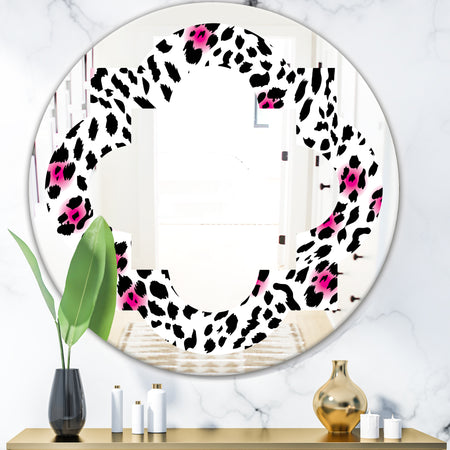 Glam Leopard Pattern - Modern Round or Oval Wall Mirror - Quatrefoil