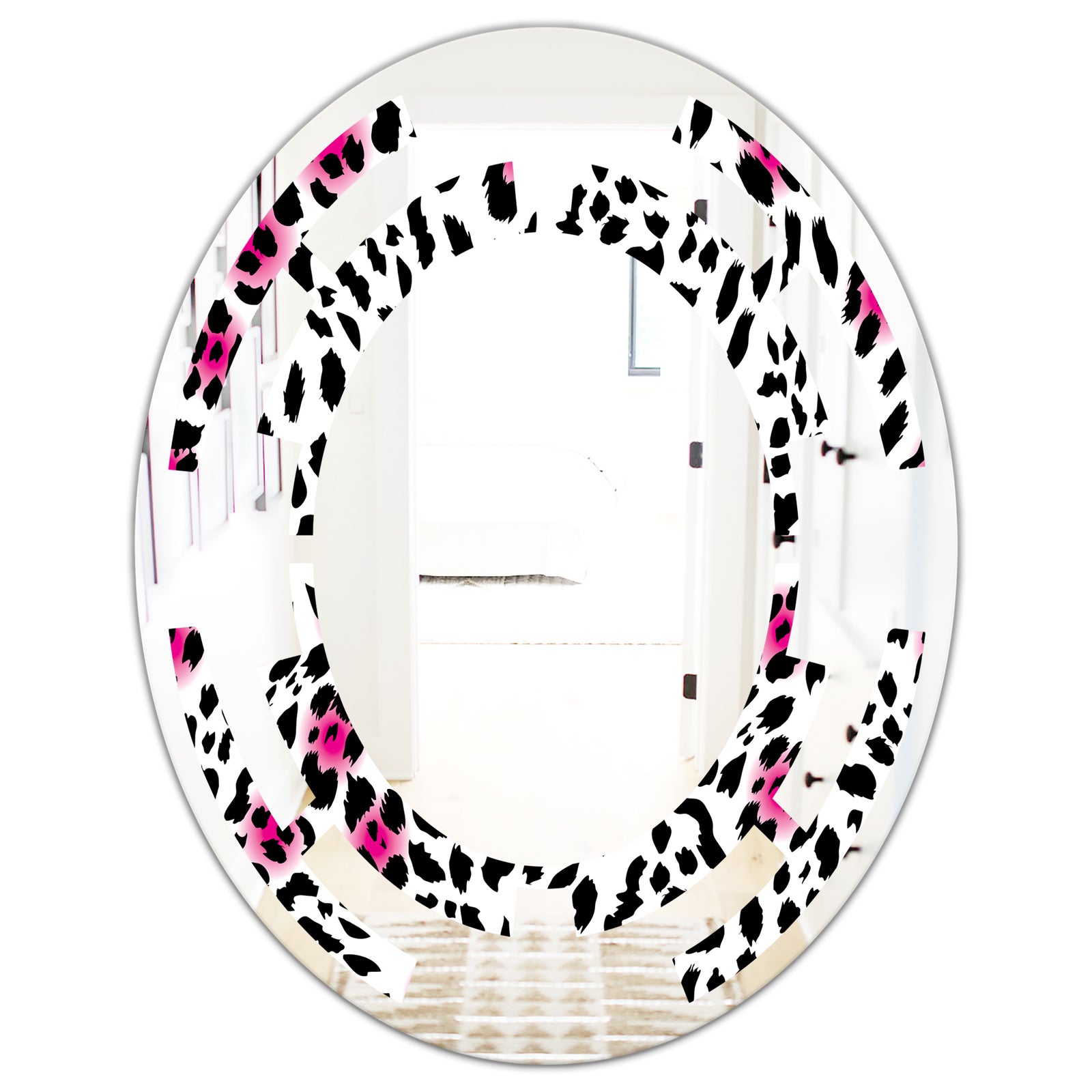 Glam Leopard Pattern - Modern Round or Oval Wall Mirror - Space