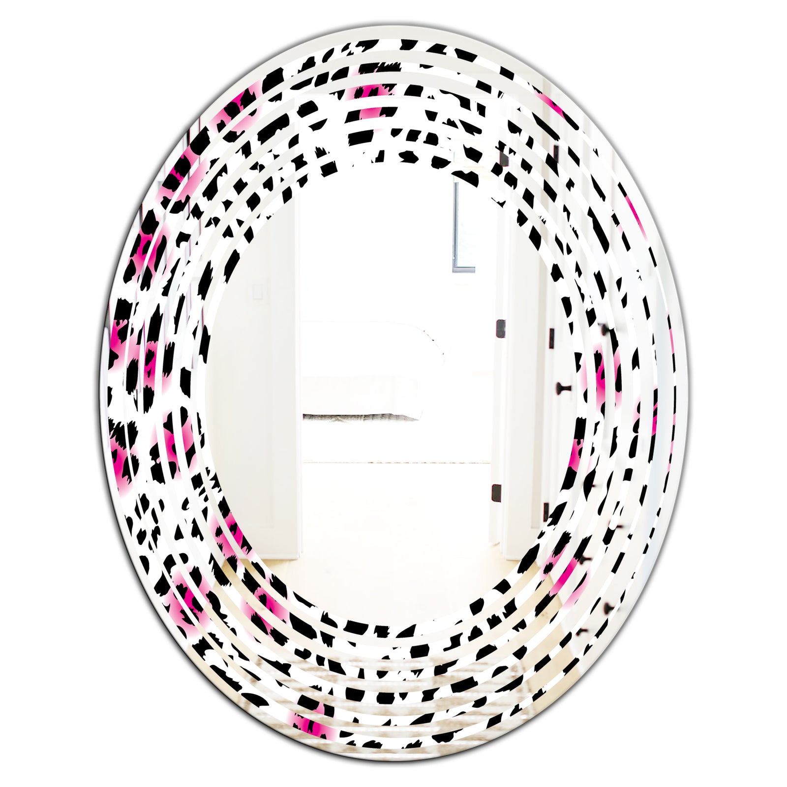 Glam Leopard Pattern - Modern Round or Oval Wall Mirror - Wave