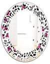 Glam Leopard Pattern - Modern Round or Oval Wall Mirror - Leaves