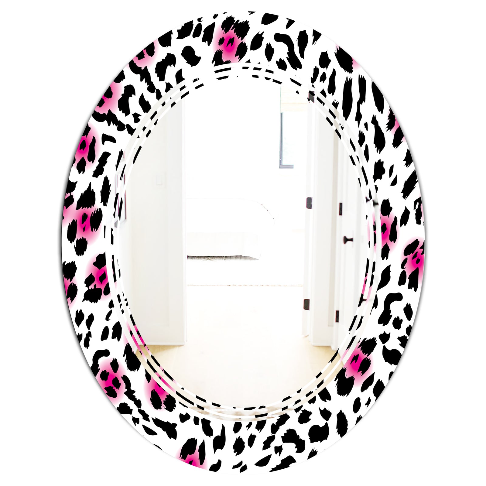 Glam Leopard Pattern - Modern Round or Oval Wall Mirror - Triple C
