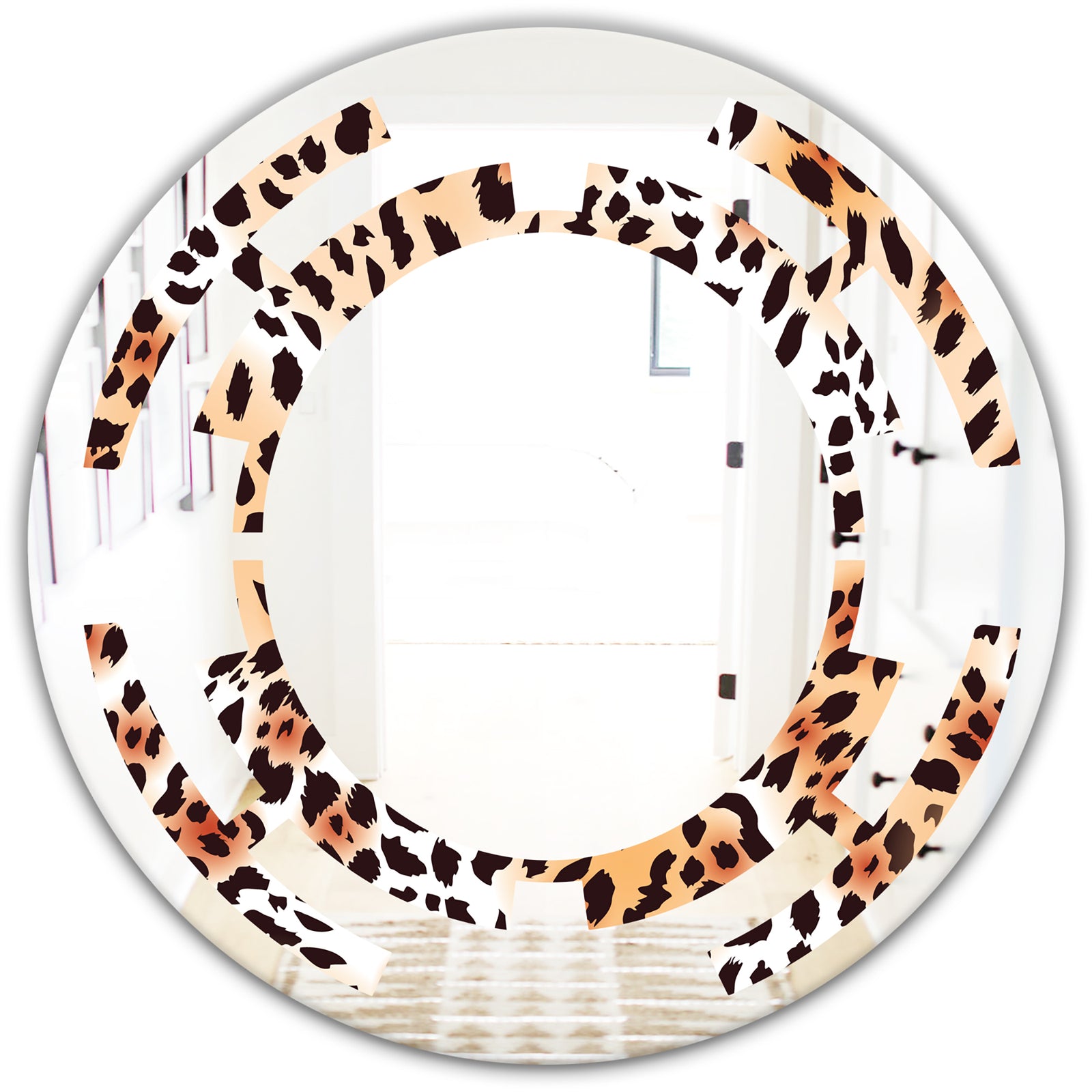 Leopard Fur Safari II - Modern Round or Oval Wall Mirror - Space