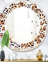 Leopard Fur Safari II - Modern Round or Oval Wall Mirror - Leaves