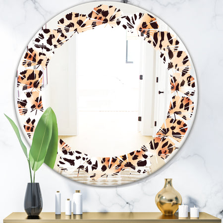 Leopard Fur Safari II - Modern Round or Oval Wall Mirror - Leaves
