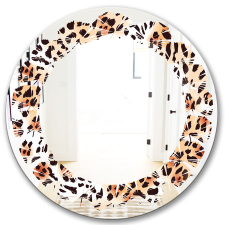 Leopard Fur Safari II - Modern Round or Oval Wall Mirror - Leaves