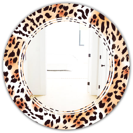 Leopard Fur Safari II - Modern Round or Oval Wall Mirror - Triple C