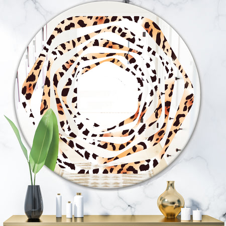 Leopard Fur Safari II - Modern Round or Oval Wall Mirror - Whirl