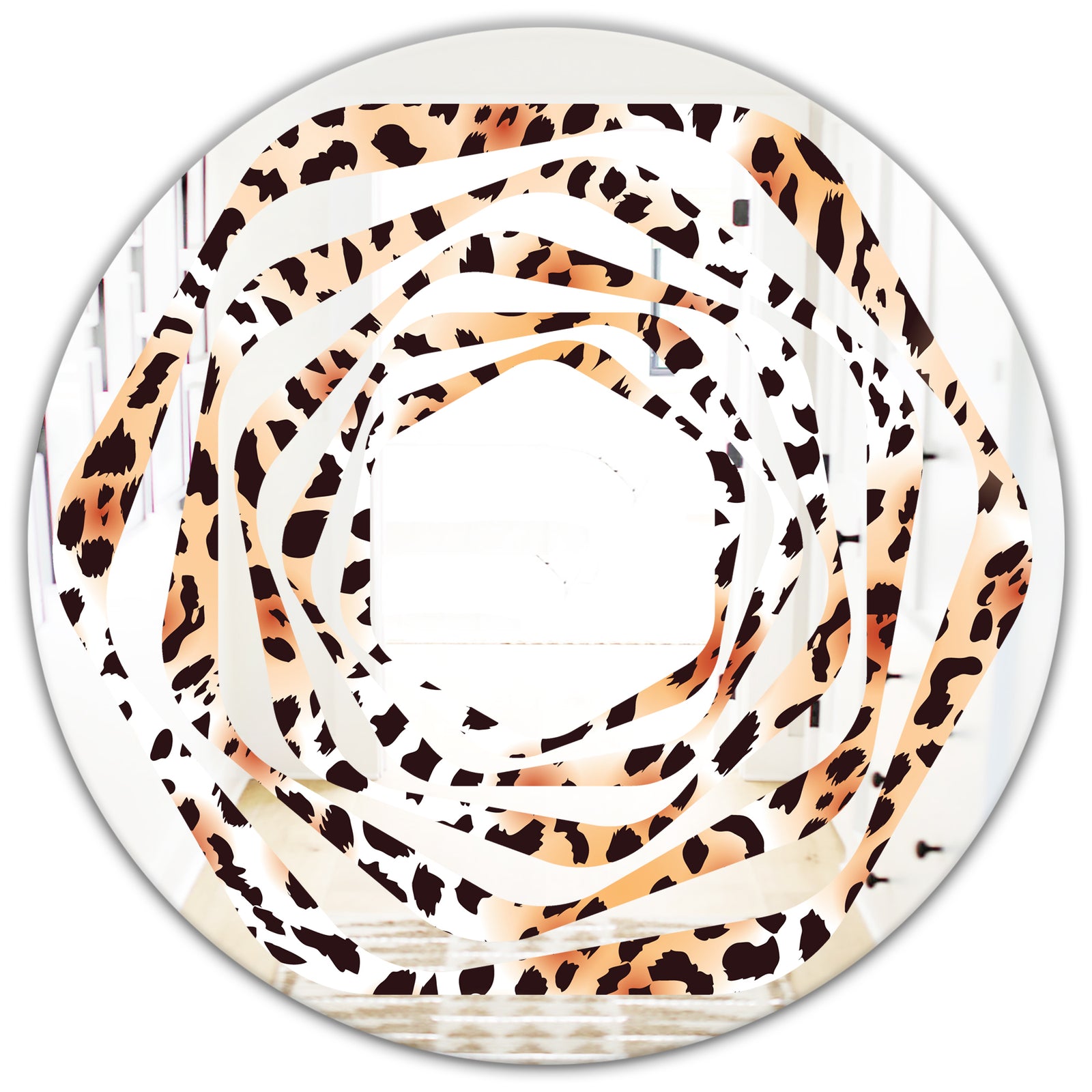 Leopard Fur Safari II - Modern Round or Oval Wall Mirror - Whirl