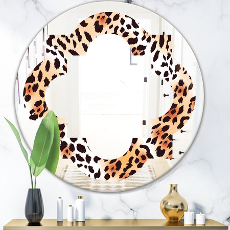 Leopard Fur Safari II - Modern Round or Oval Wall Mirror - Quatrefoil