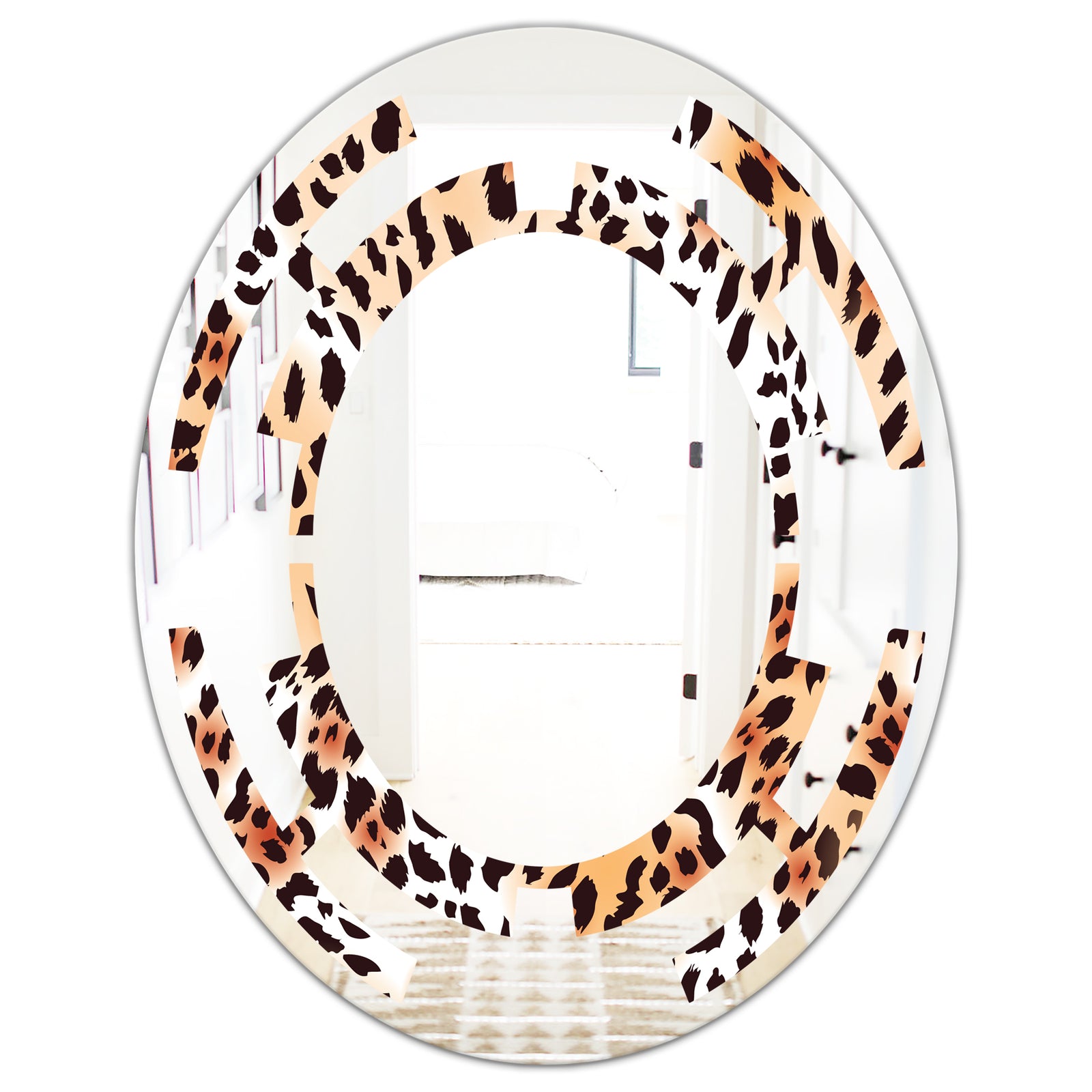 Leopard Fur Safari II - Modern Round or Oval Wall Mirror - Space
