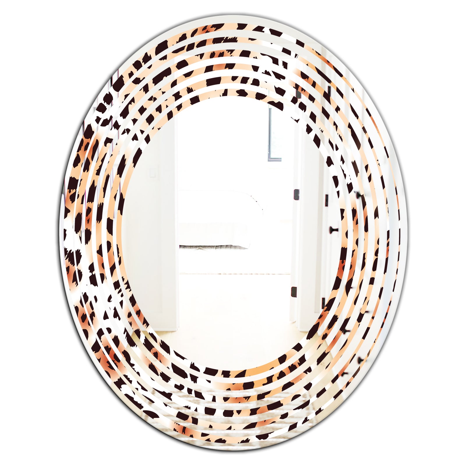 Leopard Fur Safari II - Modern Round or Oval Wall Mirror - Wave