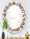 Leopard Fur Safari II - Modern Round or Oval Wall Mirror - Leaves