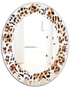 Leopard Fur Safari II - Modern Round or Oval Wall Mirror - Leaves