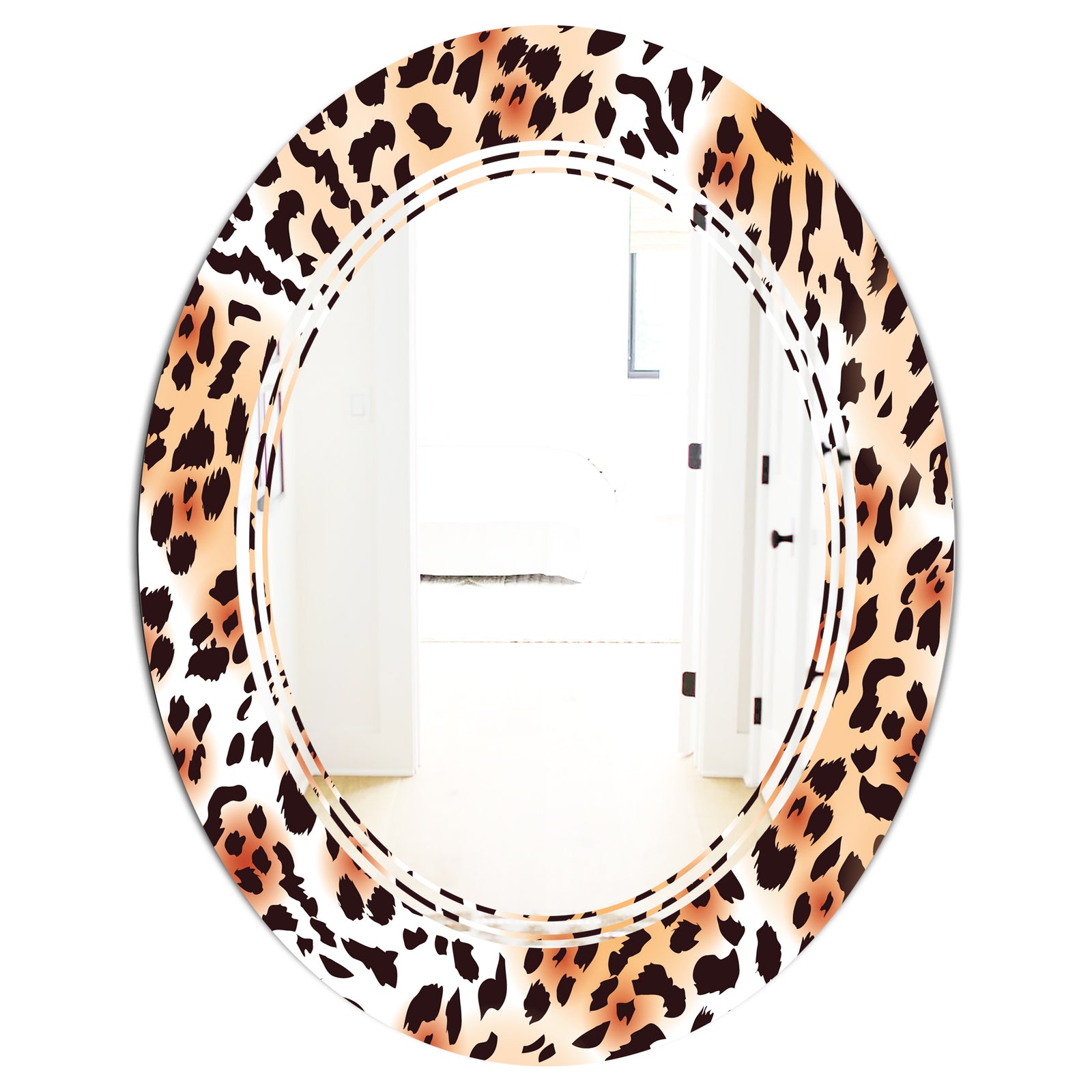 Leopard Fur Safari II - Modern Round or Oval Wall Mirror - Triple C