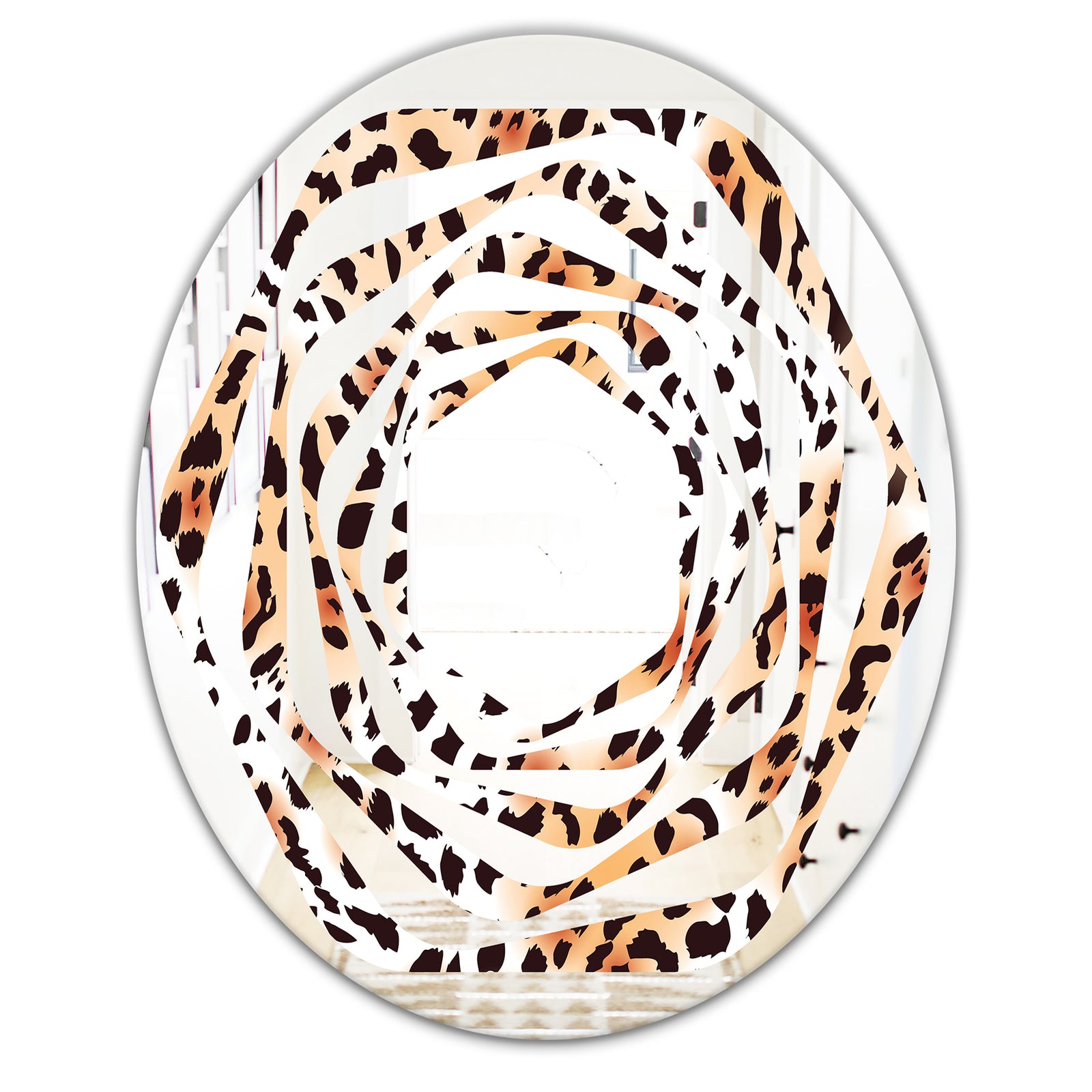 Leopard Fur Safari II - Modern Round or Oval Wall Mirror - Whirl