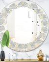 Golden Cornflower Pattern - Modern Round or Oval Wall Mirror - Leaves