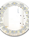 Golden Cornflower Pattern - Modern Round or Oval Wall Mirror - Leaves
