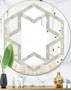 Golden Cornflower Pattern - Modern Round or Oval Wall Mirror - Hexagon Star
