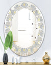 Golden Cornflower Pattern - Modern Round or Oval Wall Mirror - Leaves