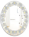 Golden Cornflower Pattern - Modern Round or Oval Wall Mirror - Leaves