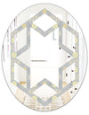 Golden Cornflower Pattern - Modern Round or Oval Wall Mirror - Hexagon Star
