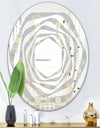 Golden Cornflower Pattern - Modern Round or Oval Wall Mirror - Whirl