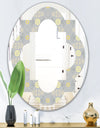 Golden Cornflower Pattern - Modern Round or Oval Wall Mirror - Quatrefoil