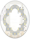 Golden Cornflower Pattern - Modern Round or Oval Wall Mirror - Quatrefoil