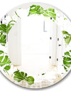 Tropical Palm Leaves II - Modern Round or Oval Wall Mirror - Leaves