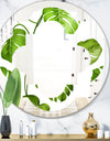 Tropical Palm Leaves II - Modern Round or Oval Wall Mirror - Quatrefoil