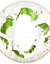 Tropical Palm Leaves II - Modern Round or Oval Wall Mirror - Quatrefoil