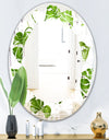 Tropical Palm Leaves II - Modern Round or Oval Wall Mirror - Leaves