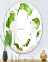 Tropical Palm Leaves II - Modern Round or Oval Wall Mirror - Quatrefoil