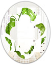 Tropical Palm Leaves II - Modern Round or Oval Wall Mirror - Quatrefoil