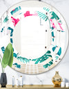 Tropical Botanicals and Flowers - Modern Round or Oval Wall Mirror - Space